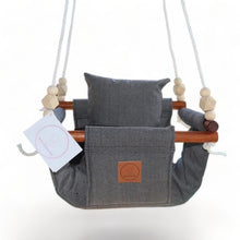 Load image into Gallery viewer, Midnight Black Waterproof Canvas | Handmade Kids Swing