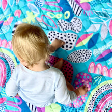 Load image into Gallery viewer, Blue patterned play mat 
